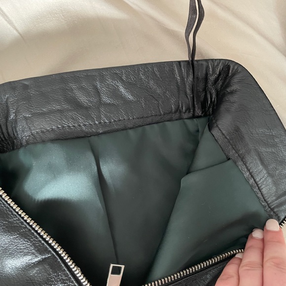 NWT | TOPSHOP | Midi Black Leather Skirt with Zipper Details | US 4 - Picture 11 of 13